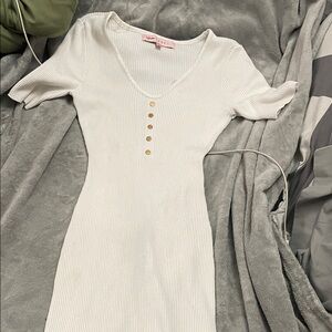 Crave Fame White Ribbed Mini Dress